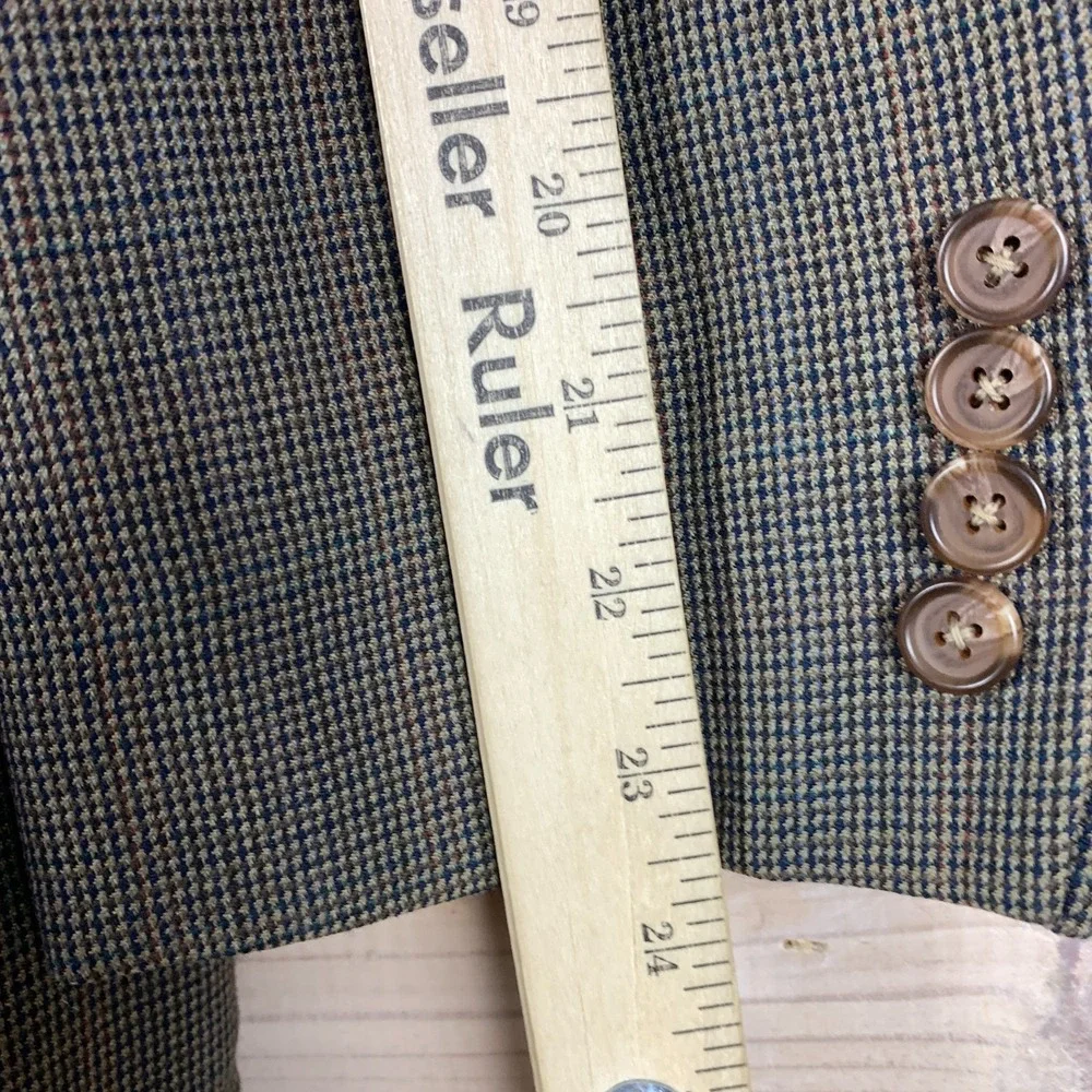 Lauren Ralph Lauren Wool Blazer‎ Sport Coat 44R Brown Mini Houndstooth Academia